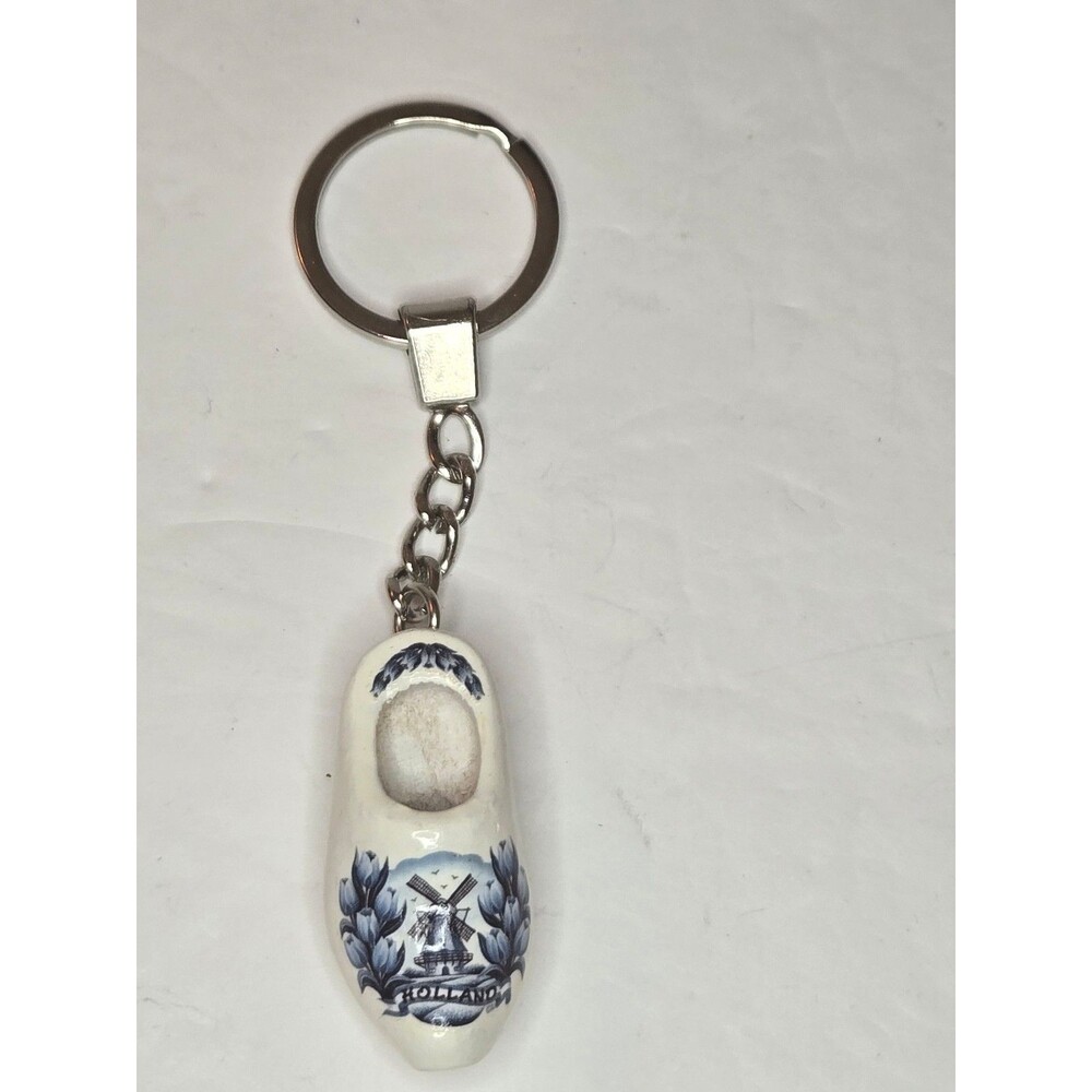 Ceramic Tulip Clog Shoe Keychain Windmill Holland